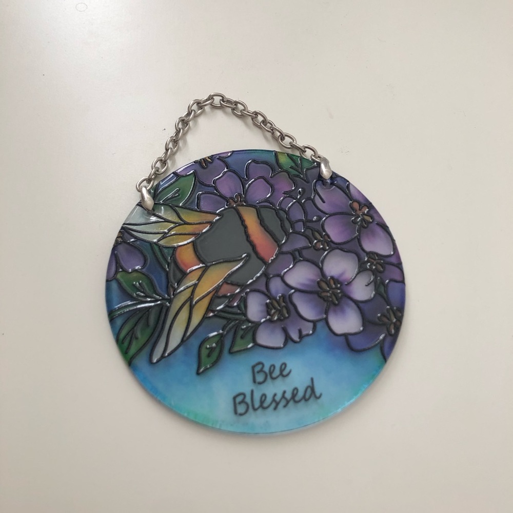 glass “bee blessed” decoration